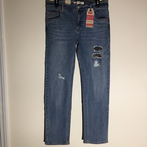 Levis 502 Regular Taper Camo Patch Jeans W34 X L28 - Picture 2 of 8